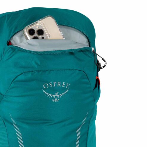 Yttre fack på Osprey Hikelite 18L lätt dagsryggsäck (unisex)